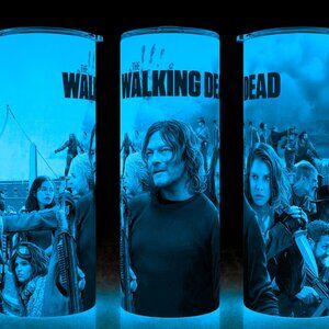 Glow in the Dark Daryl Dixon and Rick Grimes Zombie Walking Dead Cup Mug Tumbler
